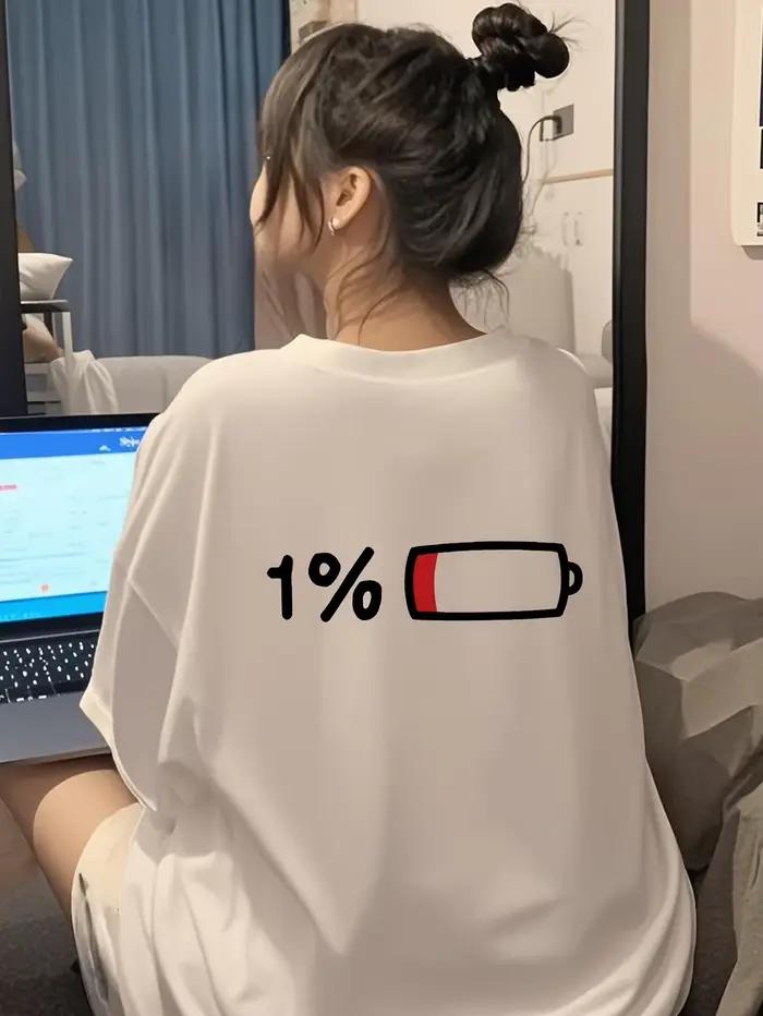 T-shirt décontracté à manches courtes et col rond pour femmes