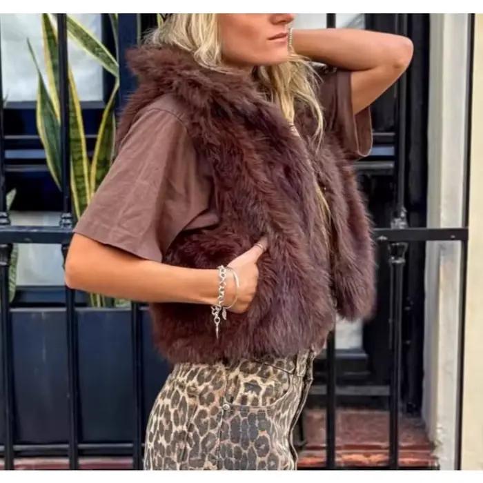 Gilet intégré en fourrure pour femmes, nouveau gilet à la mode, 2026