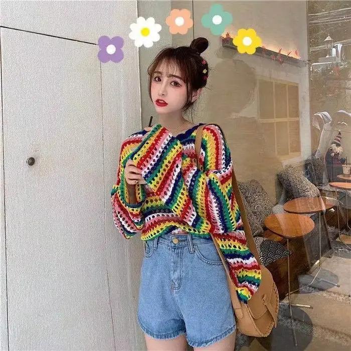 Pull arc-en-ciel pour femme
