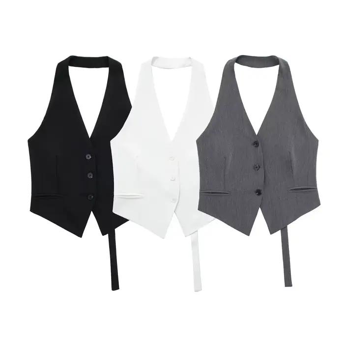 Gilet court sans manches pour femmes