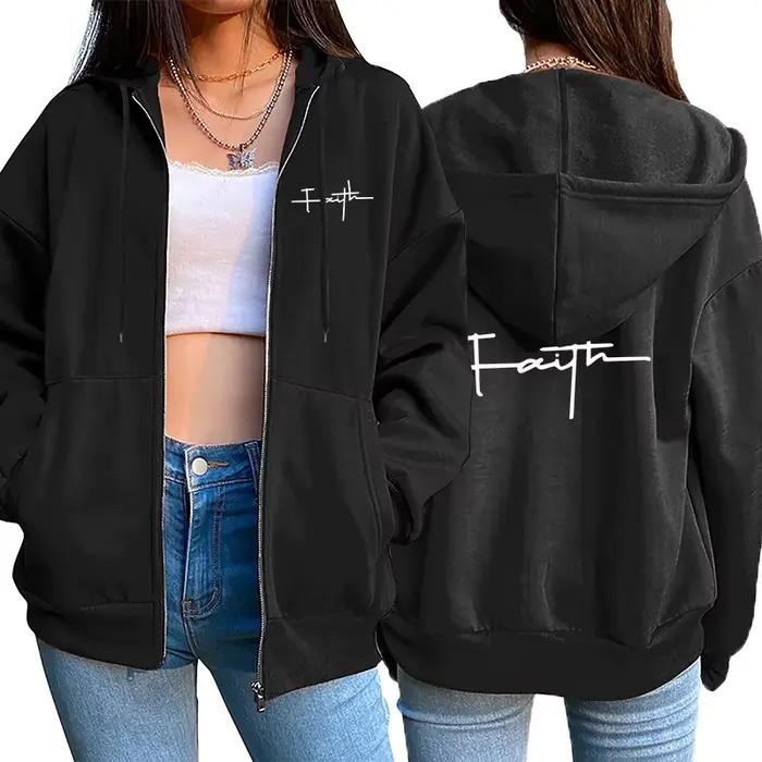 Femmes Cardigan à fermeture éclair manteau impression décontracté sweat à capuche sport Jogging vêtements de haute qualité polyvalent rue femme veste