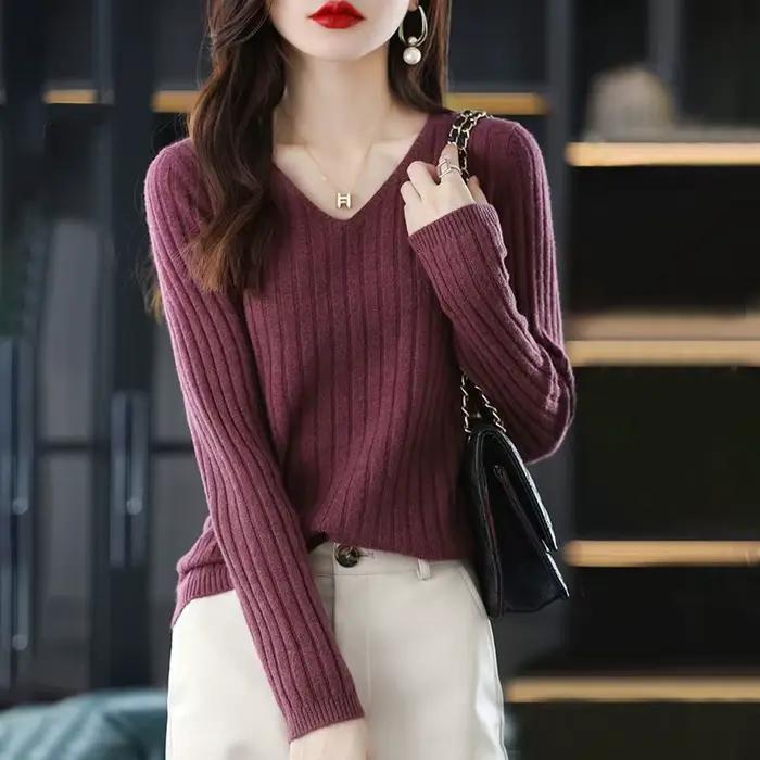 Pull tricoté à manches longues pour femme