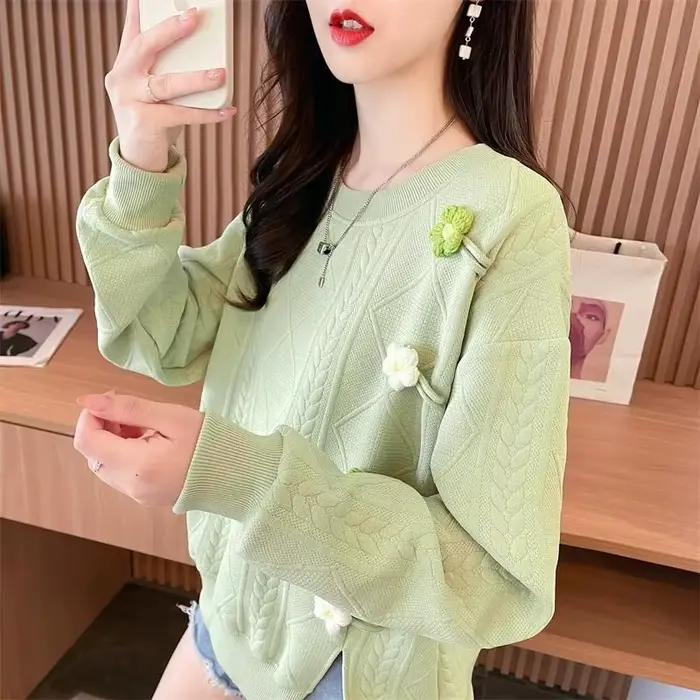 Sweat-shirt vert fendu pour femmes