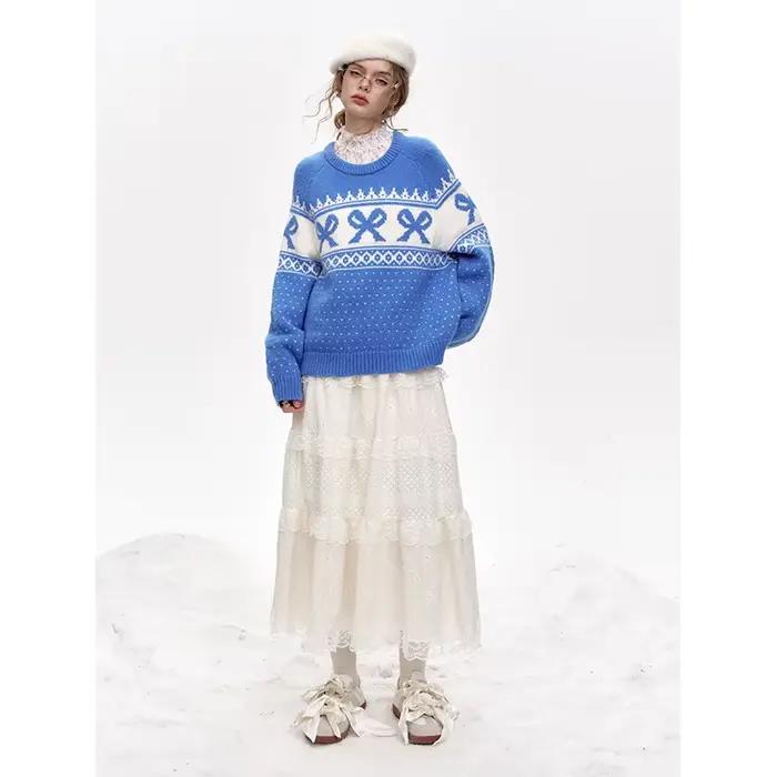 ELFSACK Pull ample Fair Isle pour femme