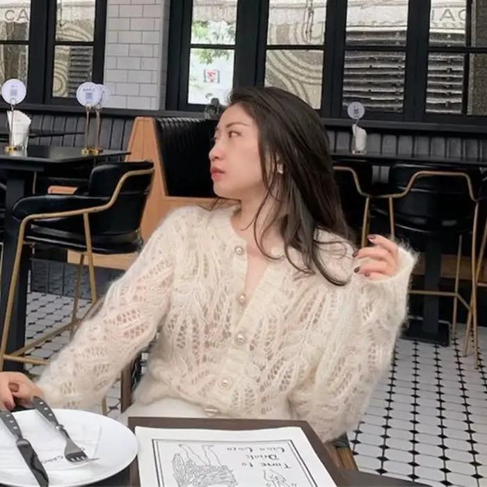Cardigan Mohair de Style français pour femme