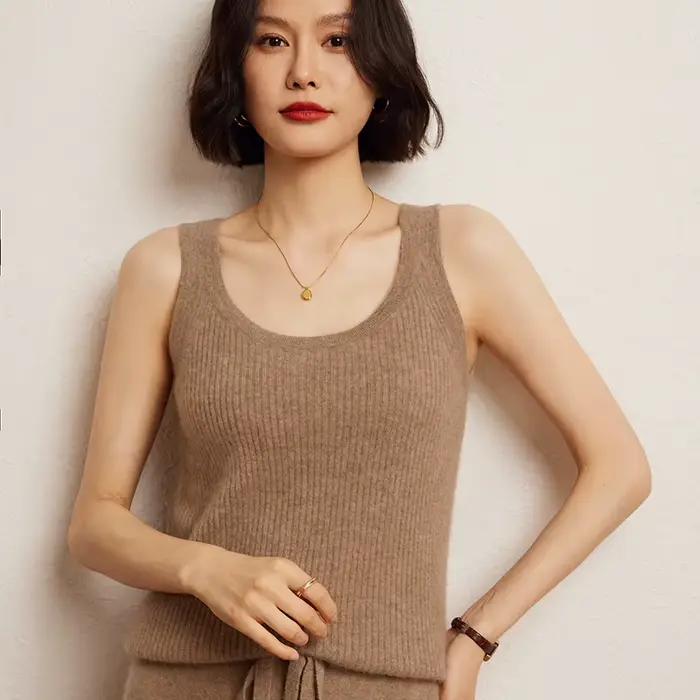 Camisole en tricot à col rond pour femme