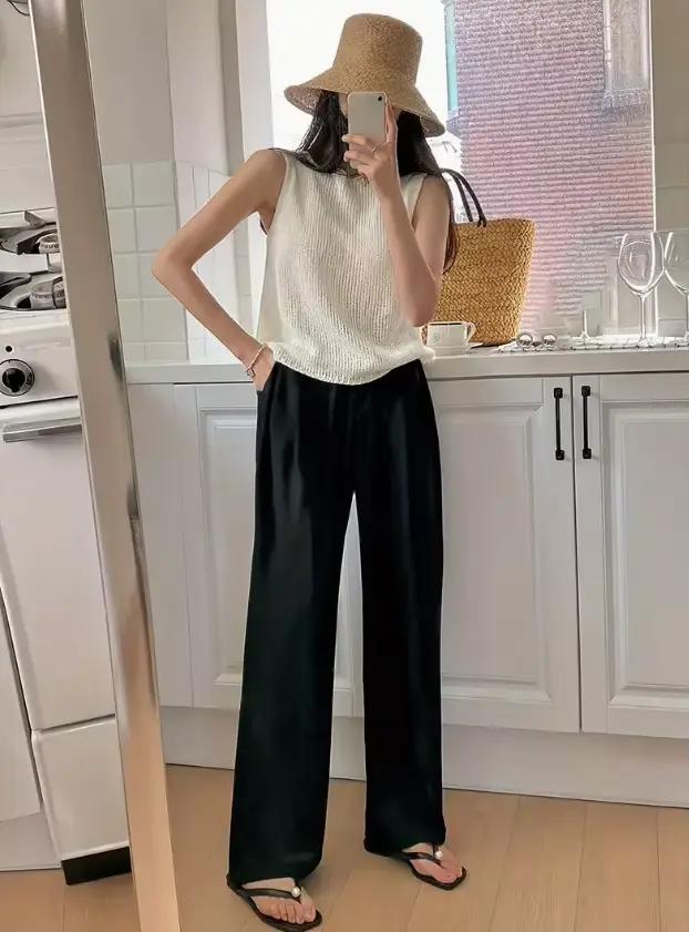 Gilet tricoté sans manches pour femme