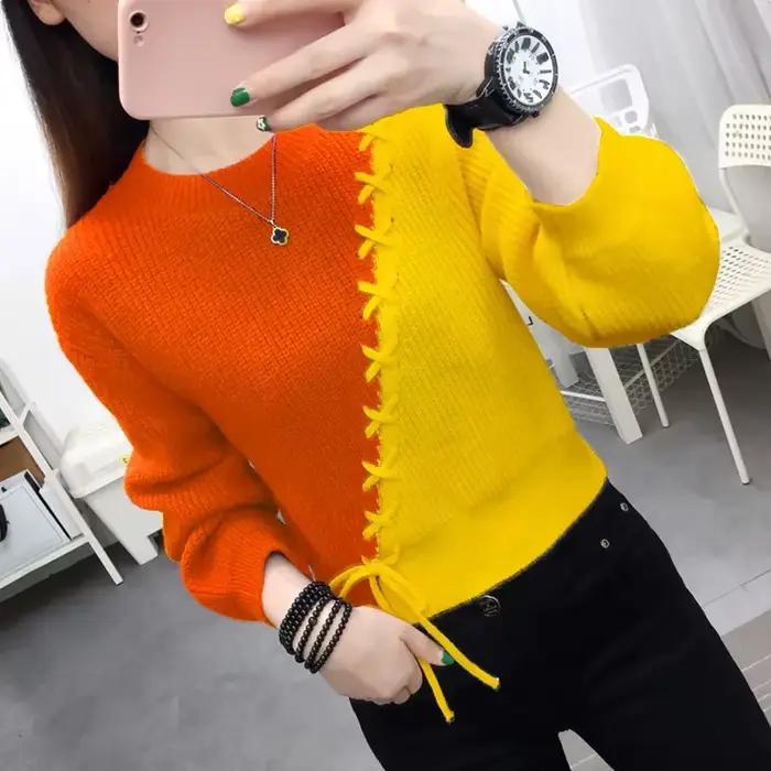 Pull à Manches sulfet Col Rond pour Femme
