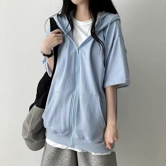 Femmes Zip Up Manteau Surdimensionné Sweatshirt Y2k Pull À Capuche