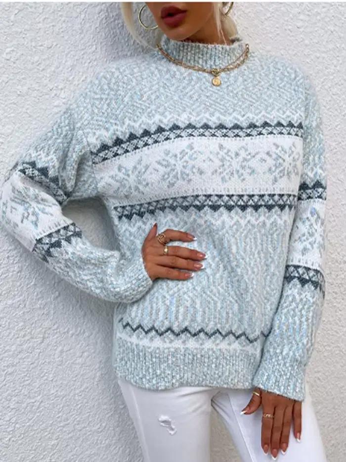 Pull à manches longues et col Semi-haut pour femme