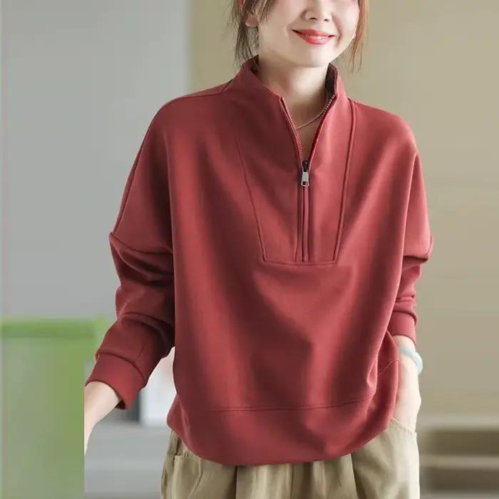 Sweat-shirt demi-fermeture éclair pour femmes