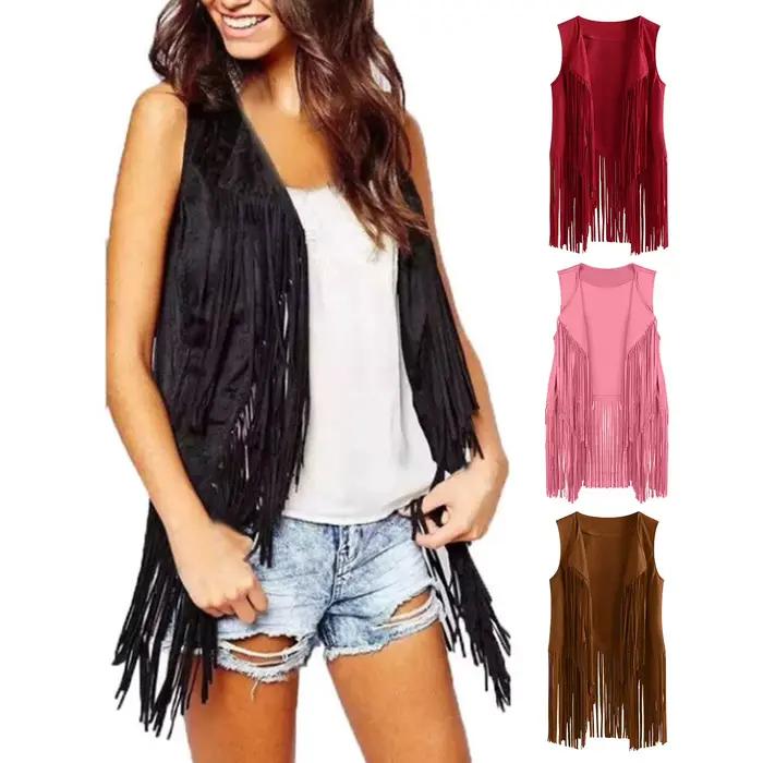 Veste gilet en cuir suédé pour femme