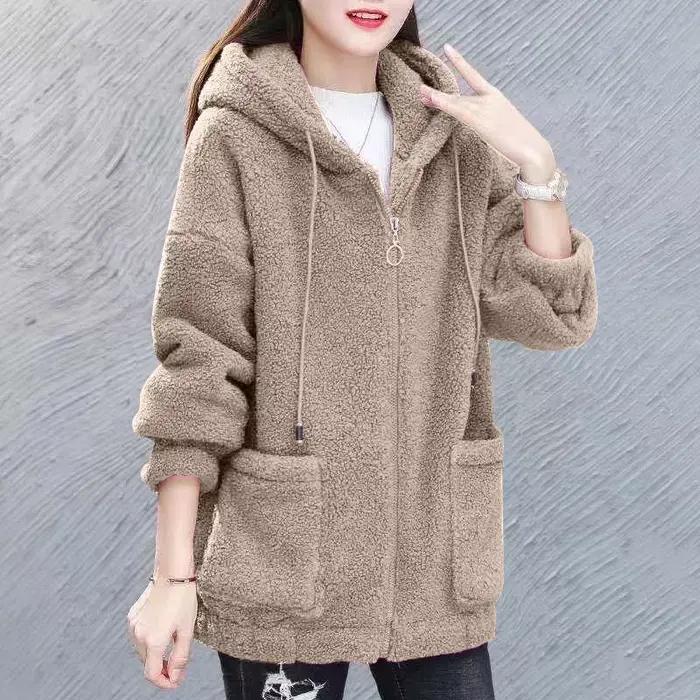 Sweat-shirt ample en laine d'agneau pour femme