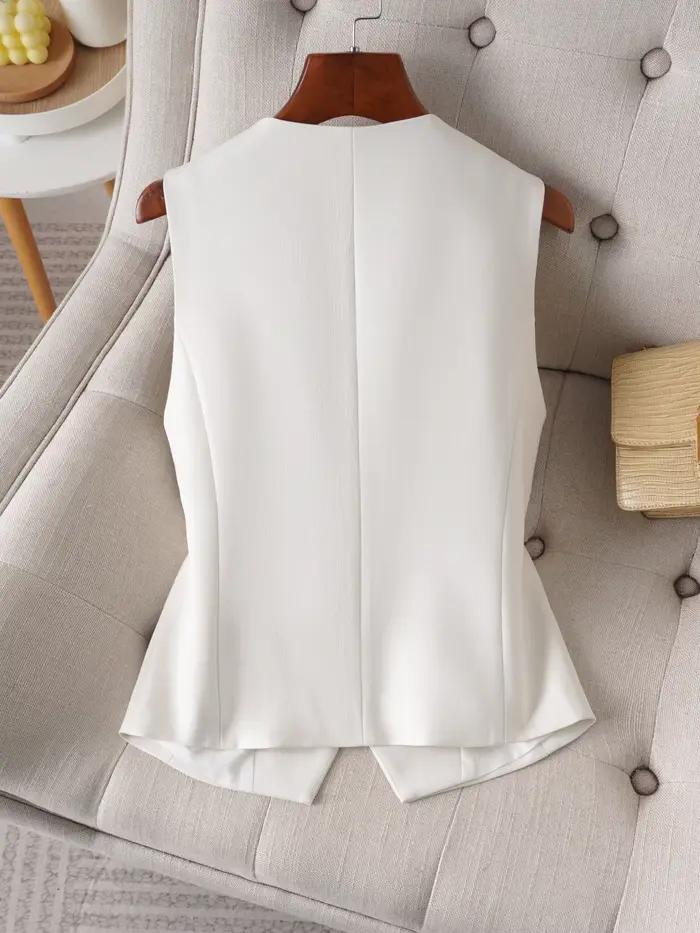 Gilet de costume superposé à simple boutonnage pour femme, idéal pour le printemps et l'automne, peut être porté comme couche intérieure ou extérieure, gilet de bureau élégant
