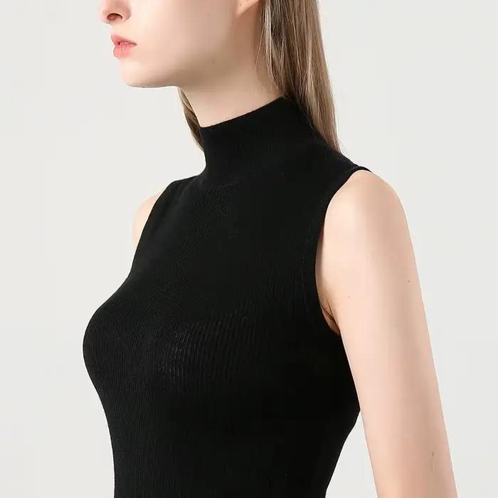 Gilet tricoté noir sans manches
