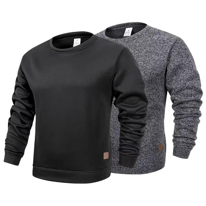 Sweat-shirt à col rond pour hommes, couleur unie, ample, décontracté, mode, chaud, manches longues, à capuche, vêtements pour hommes, nouvelle collection
