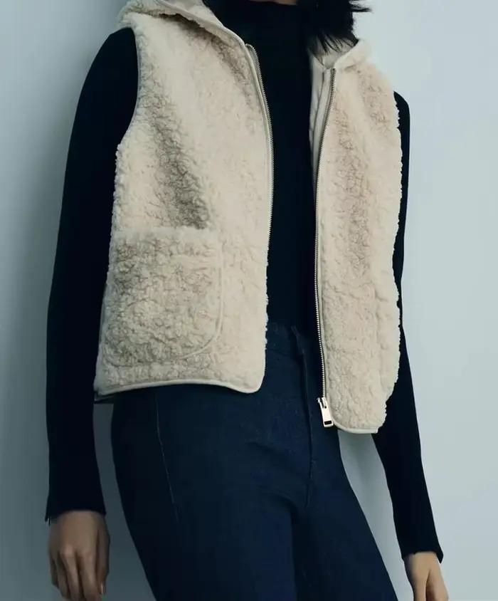 Gilet polaire à capuche pour femmes