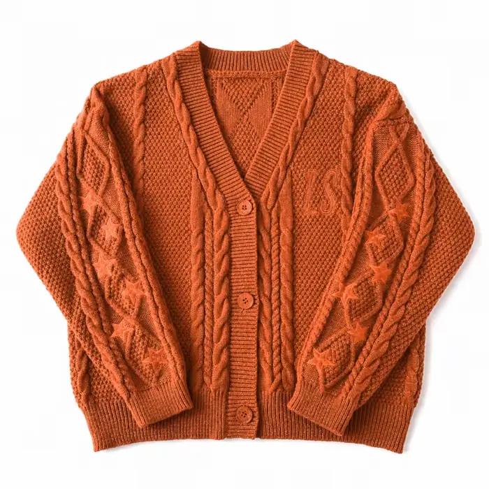 Cardigan Orange Scintillant pour Femme
