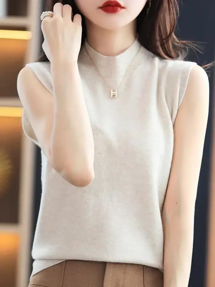 Pull en tricot chaud à col haut pour femme