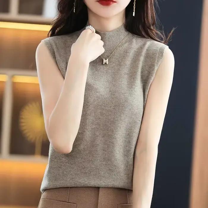 Pull en tricot chaud à col haut pour femme