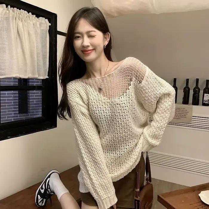 Pull creux à manches longues pour femmes