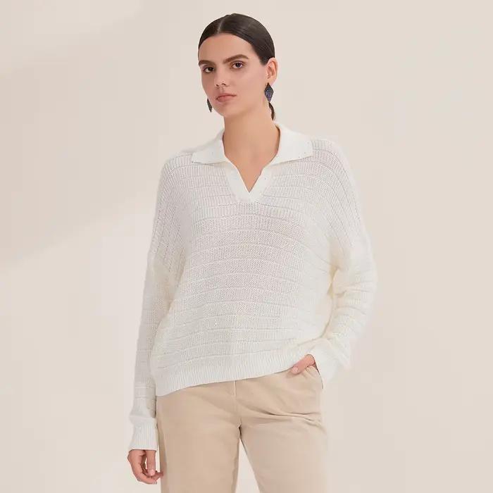 Pull en tricot col en v pour femme