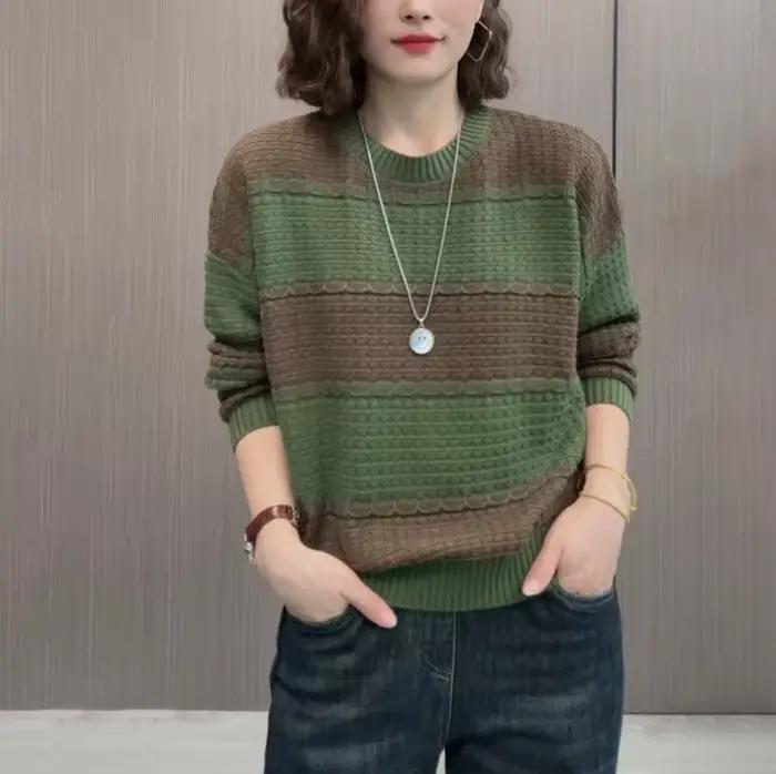 Pull à col rond côtelé pour femmes