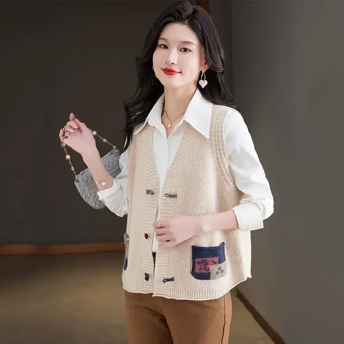 Cardigan tricoté à col en v pour femme