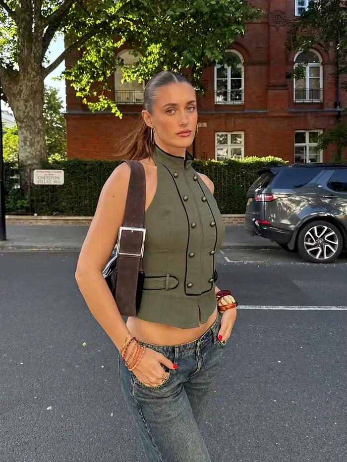 Gilet militaire style halter pour femme