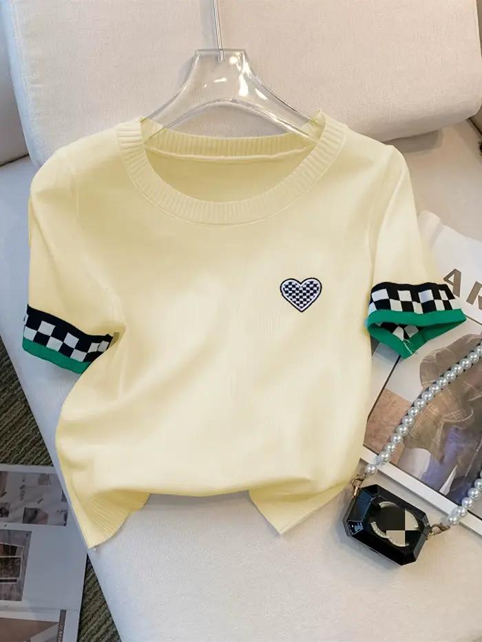 Pull côtelé à motif de cœur pour femme