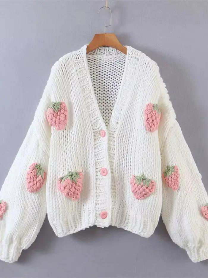 Pull tricoté à col en V pour femme