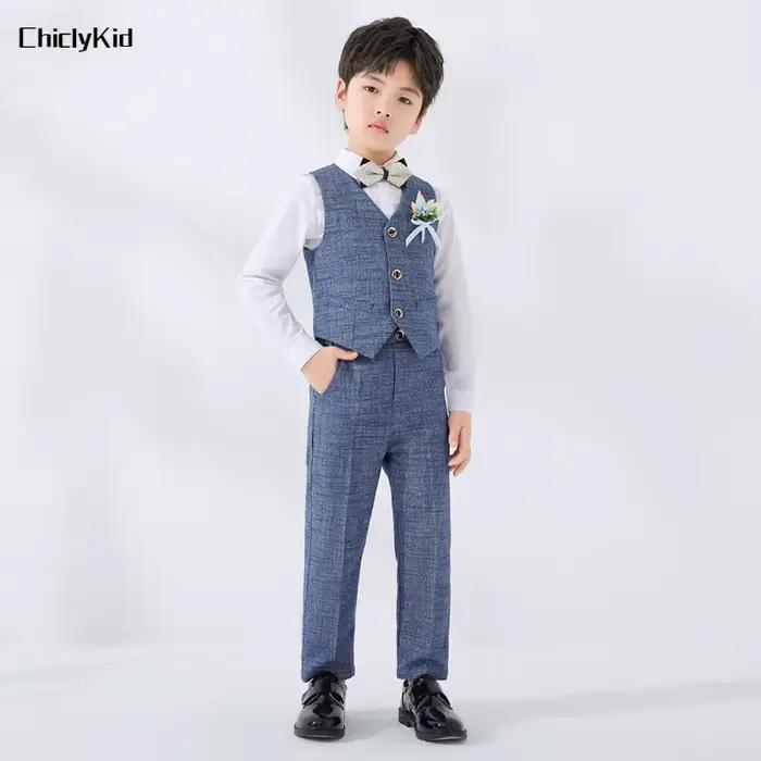 GlaPants-Ensembles de vêtements de mariage formels pour enfants, gilet pour enfants, olympiques de haute qualité pour bébés et tout-petits, tenues de fête à la mode pour garçons