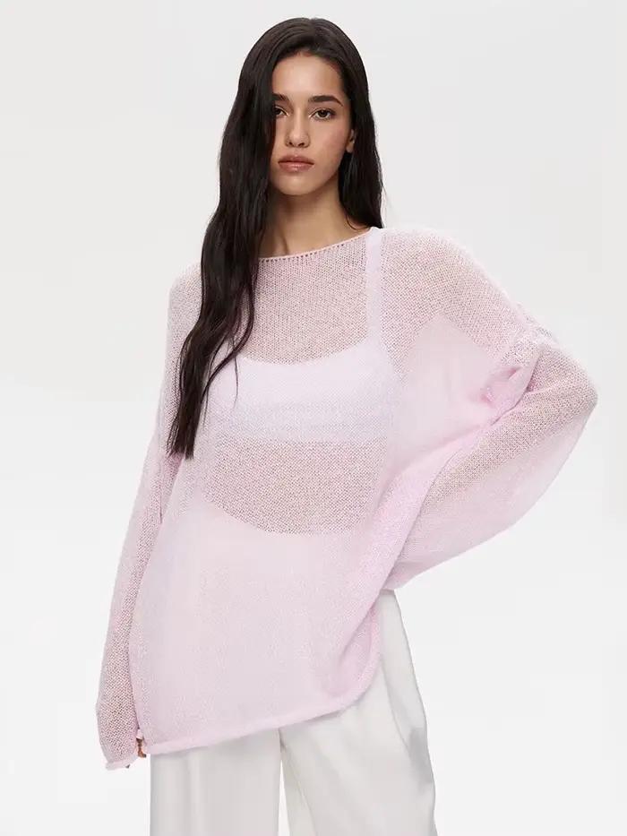 Pull en tricot transparent pour femme
