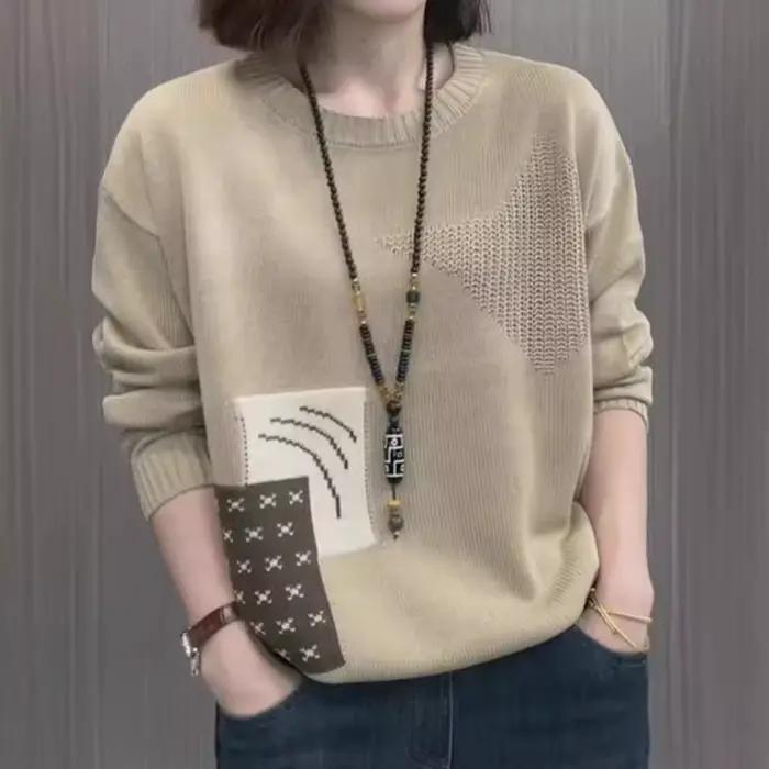 Pull chaud à col rond pour femme