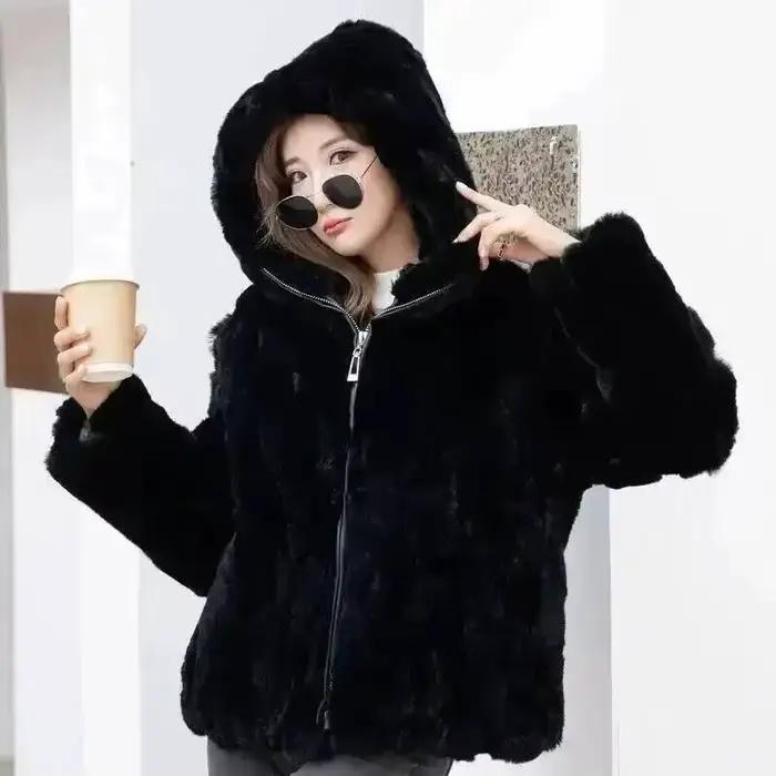 Nouvelle veste de fourrure de lapin manteau