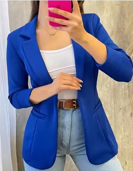 Femmes Simple Blazer manteau décontracté col rabattu manteaux à manches longues coupe ajustée sur mesure vestes solide élégant automne point ouvert