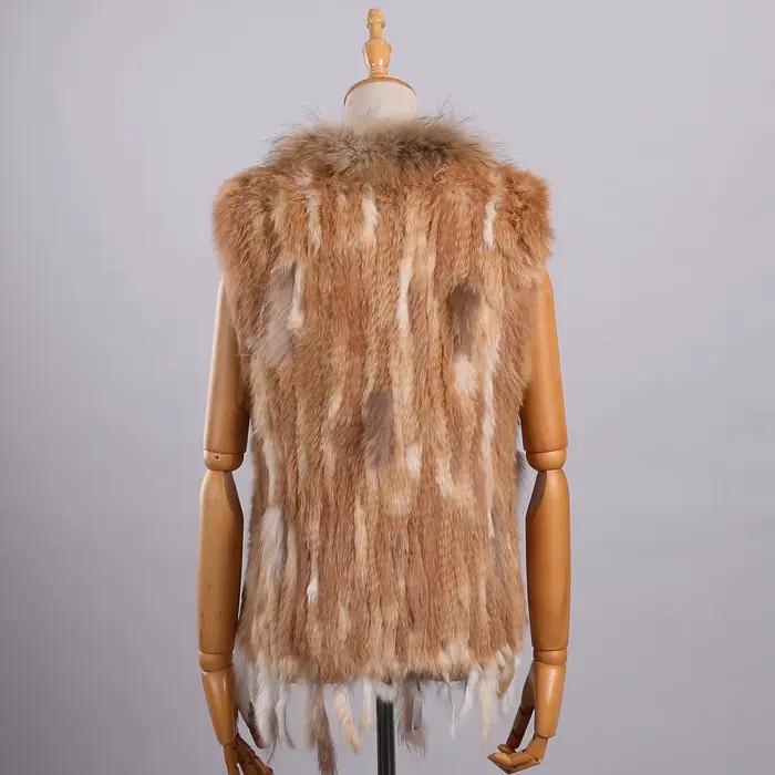 BOONJOVIA femmes 100% réel fourrure de lapin tricoté Gilet