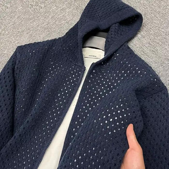 Nouveau pull Cardigan à capuche évidé