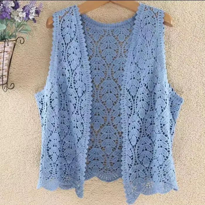 Cardigan évidé en tricot au crochet pour femmes