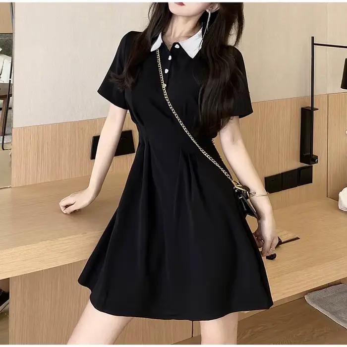 Robe polo pour femme à col contrastant
