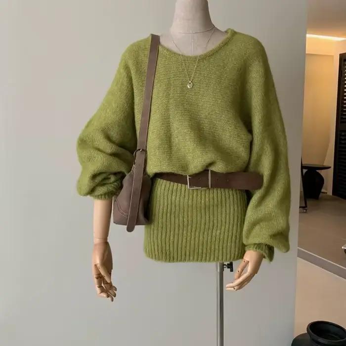 Robe pull française à épaules dénudées pour femmes