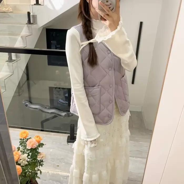 Gilet superposé léger en coton pour femmes