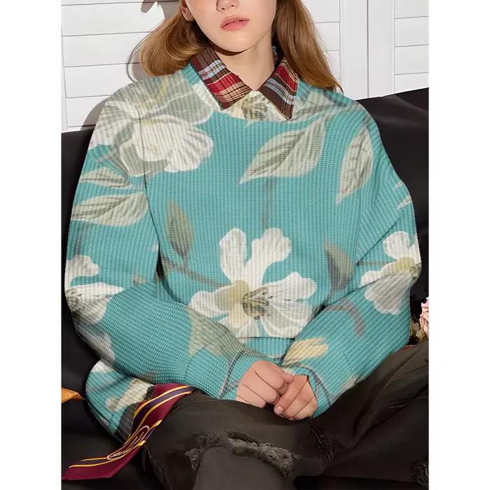 ​ Sweat-shirt à imprimé Floral pour femmes