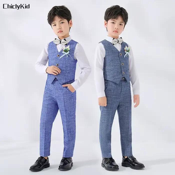 GlaPants-Ensembles de vêtements de mariage formels pour enfants, gilet pour enfants, olympiques de haute qualité pour bébés et tout-petits, tenues de fête à la mode pour garçons