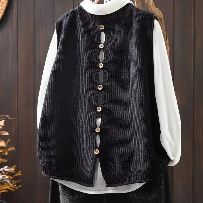Gilet tricoté en fil de coton pour femme