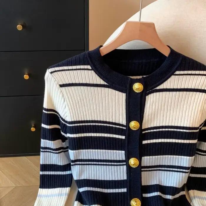 Pull rayé de couleur contrastée pour femmes