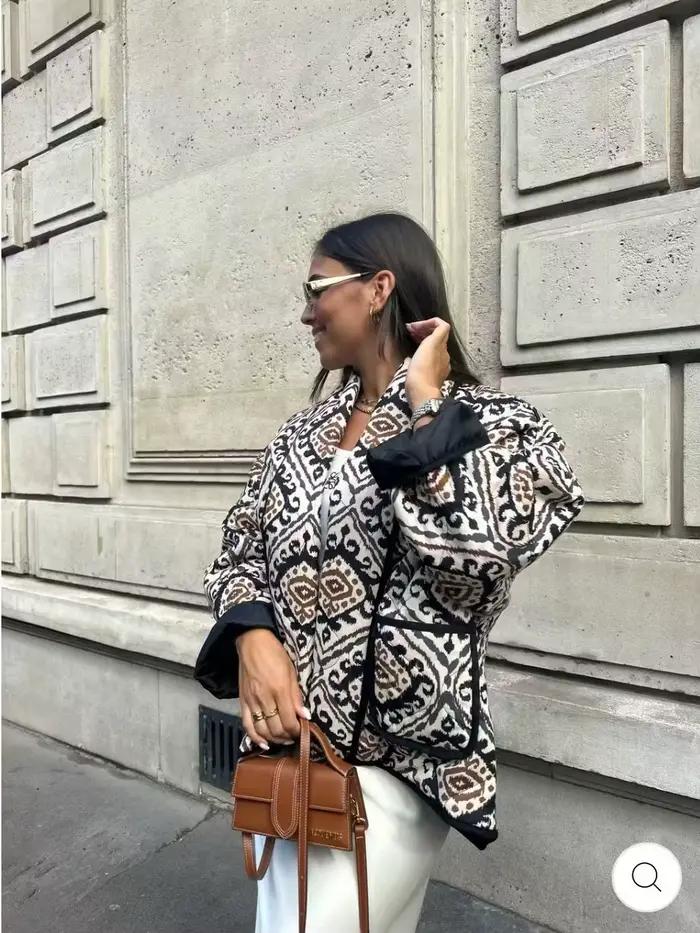 Cardigan ample en coton imprimé
