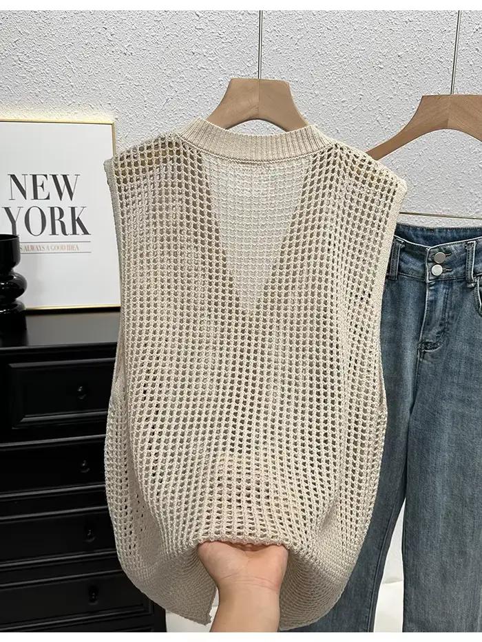 Gilet en Crochet boutonné pour femmes