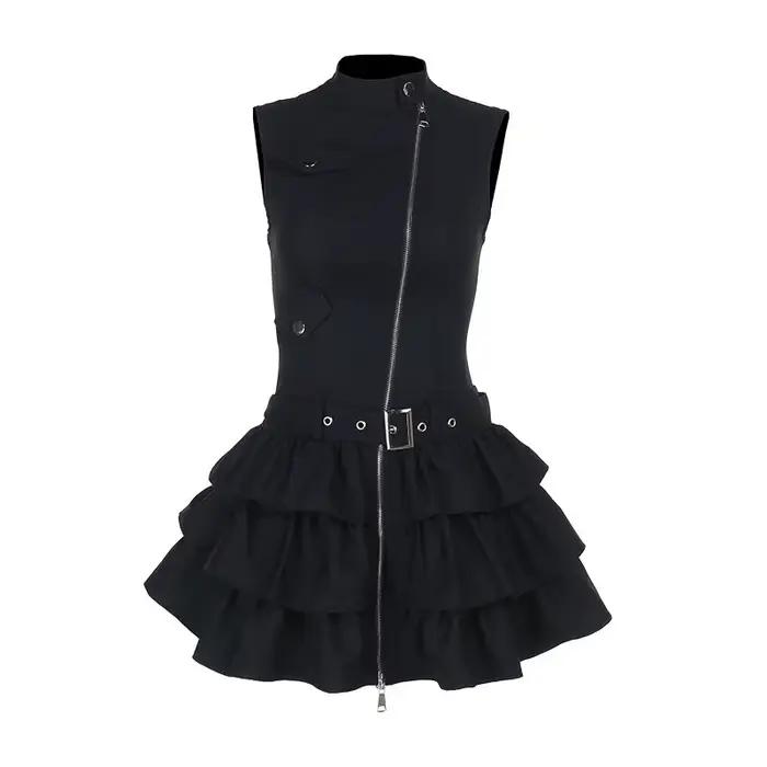 Robe gilet rétro à fermeture éclair pour femmes