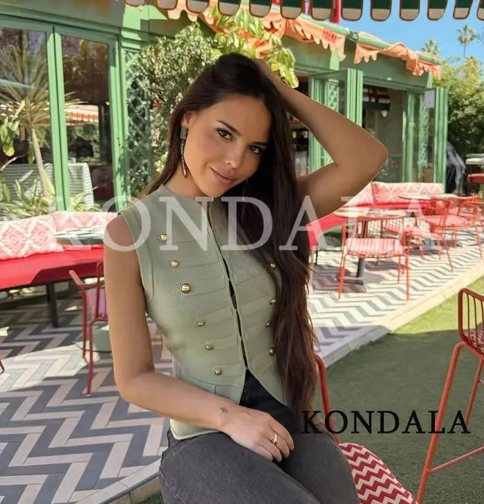 KONDALA Gilet Tricoté Tendance pour Femme